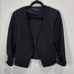 Amanda +‎ Chelsea Black Blazer with Textured Fabric and Open Front